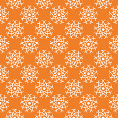 White floral seamless pattern on orange background