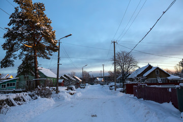 Winter rural landscape. Leningrad region, Russia.