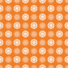 White floral seamless pattern on orange background