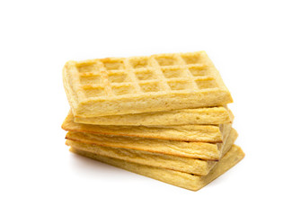 Homemade Rectangle Waffle on a White Background