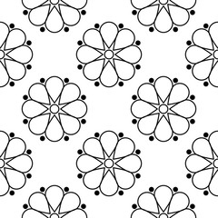 Black and white floral seamless pattern