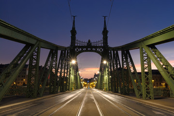 Liberty bridge in Budapest in dawn