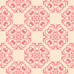 Red floral seamless pattern on beige background