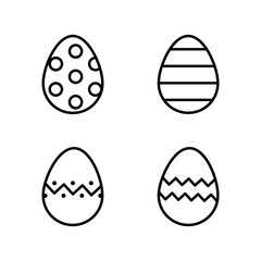 easter ornament eggs black line icons set