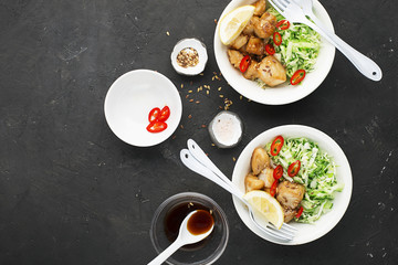 Cod with sauce teriyaki with vegetables