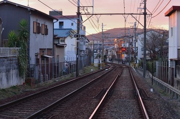 Fototapeta na wymiar 夕暮れの鉄道