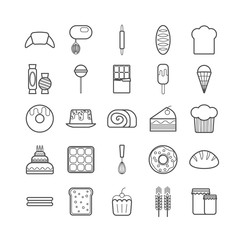 Set of bakery and pastry line icons. Modern vector icons for web design