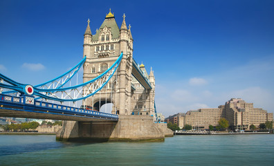 Famous London Tower Bridge over the River Thames on a sunny day
