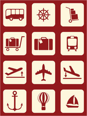 Set of icons for travel services