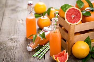Grapefruit juice in the bottle