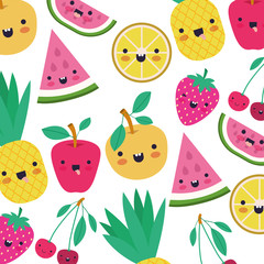 watermelon fresh fruit slice with leafs pattern vector illustration design