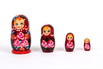 traditional Russian matryoshka doll on white background