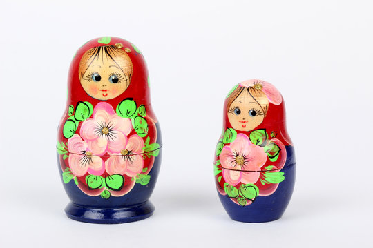 traditional Russian matryoshka doll on white background