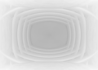 3d rendering. Abstract modern overlap White curve pattern in square monitor shape wall background.