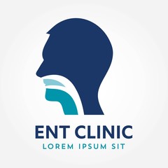 ENT logo template. Head for ear, nose, throat doctor specialists. logo concept. Line vector icon. Editable stroke. Flat linear illustration isolated on white background