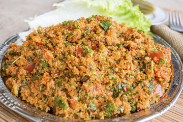 Turkish foods; bulgur salad, kisir