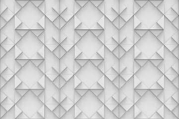3d rendering. seamless luxurious Abstract white art diagonal tri and square tiles pattern wall background.