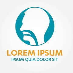 ENT logo template. Head for ear, nose, throat doctor specialists. logo concept. Line vector icon. Editable stroke. Flat linear illustration isolated on white background