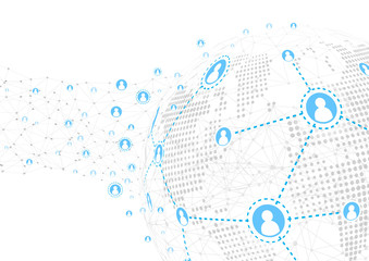 Obraz premium Network connecttion over world map background, communication concept, vector