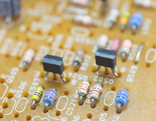 Closeup electronic circuit board