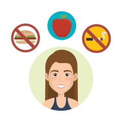 female athlete with healthy lifestyle icons vector illustration design