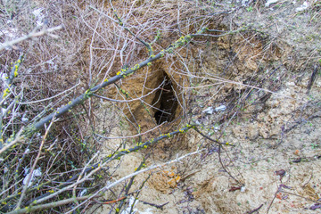 Operating fox hole on the slope