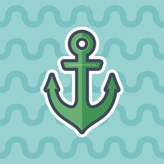 Anchor sticker flat icon with color background.