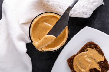Homemade organic peanut butter, only crushed peanuts inside