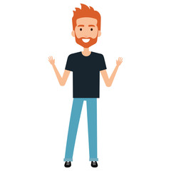 young and casual man with beard avatar character vector illustration design