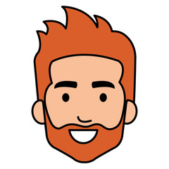 young man head with beard avatar character vector illustration design