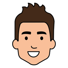 young man head avatar character vector illustration design
