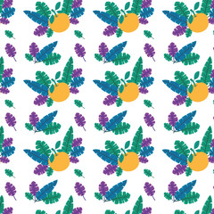 orange with leafs pattern fresh and citrus fruit vector illustration design