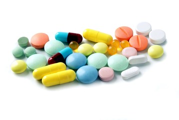 multicolor pills and capsules for cure