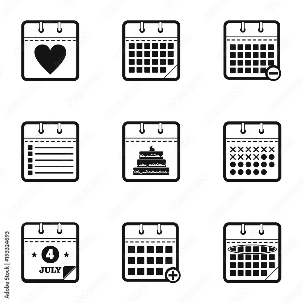 Aufkleber chronology icons set. simple set of 9 chronology vector icons for web isolated on white background