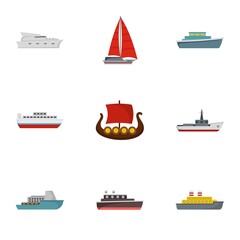 Rescue boat icons set. flat set of 9 rescue boat icons for web isolated on white background