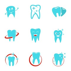 Dental polyclinic icons set. flat set of 9 dental polyclinic vector icons for web isolated on white background