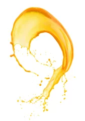 Foto auf Acrylglas Antireflex Saft Orangensaftspritzer isoliert auf weißem Hintergrund