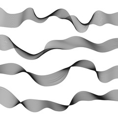 Abstract wave element for design. Stylized line art background. Vector illustration. Curved wavy line, smooth stripes.