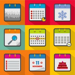 Scheduler icons set. flat set of 9 scheduler vector icons for web isolated on white background