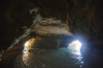 Sea caves near Paphos. Cyprus landscape.