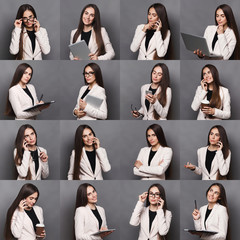 Collage of business woman emotions