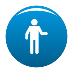 Stick figure stickman icon vector blue circle isolated on white background 