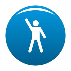 Stick figure stickman icon vector blue circle isolated on white background 