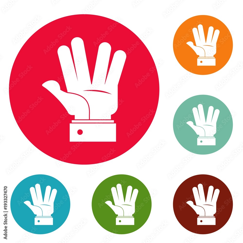 Poster hand hello icons circle set vector isolated on white background