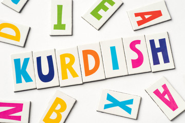 word kurdish made of colorful letters