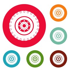 Tyre icons circle set vector isolated on white background