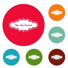 Call label icons circle set vector isolated on white background