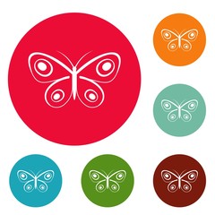 Tiny butterfly icons circle set vector isolated on white background