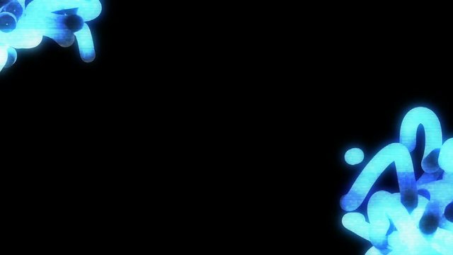 Holographic worms of blue color coil at different ends of the screen. place for text.
