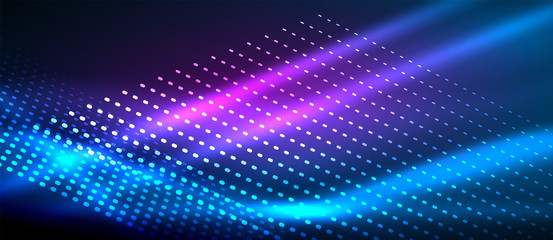 Obraz premium Neon smooth wave digital abstract background